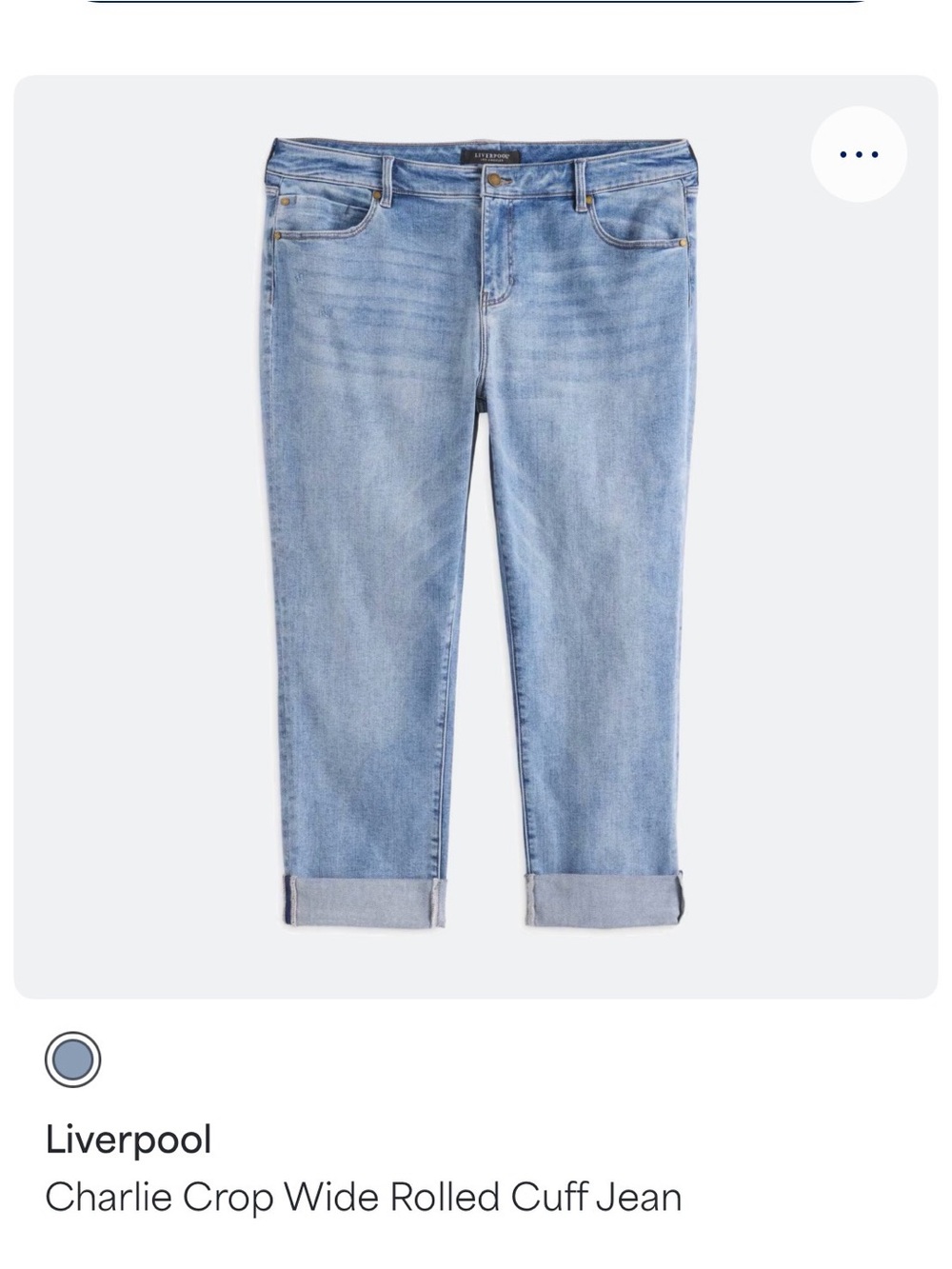 Liverpool Charlie Crop Skinny Jeans 24W Rolled Cuff Light Wash Stretch